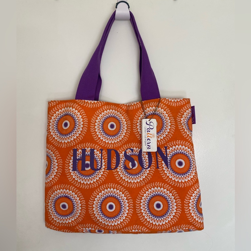 THE PATTERN HUDSON Boho Orange Floral Mandala Hippie Cotton Beach Shopping Tote